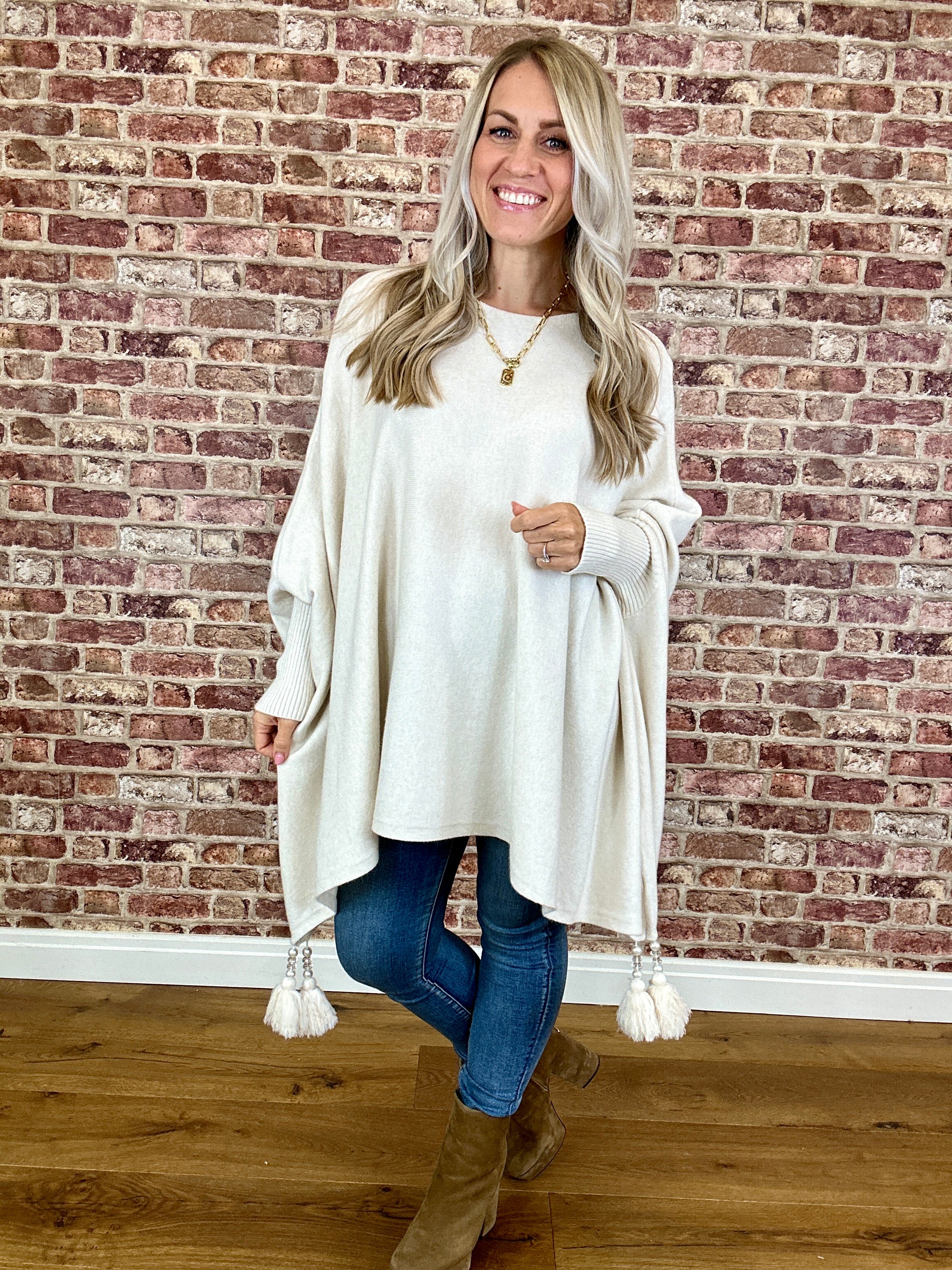 Miracle Tassel Modal Poncho - Image 4